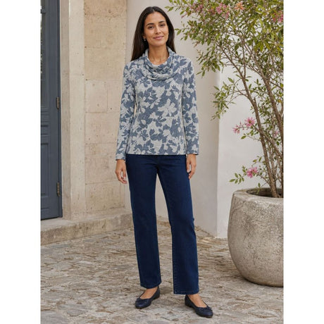 Tigi Patchwork Floral Cowl Neck Top - Blue