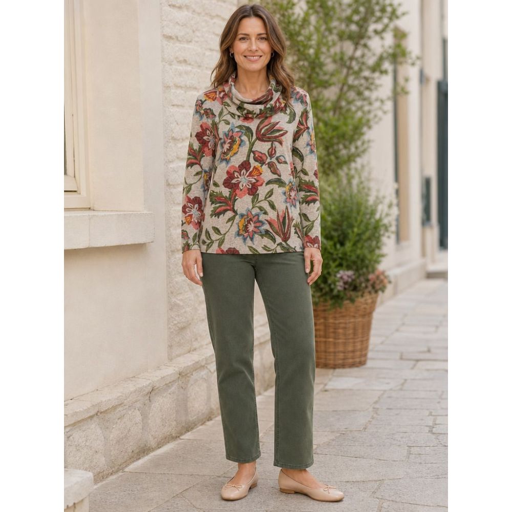 Tigi Persian Floral Cowl Neck Top - Grey