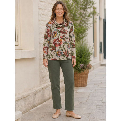 Tigi Persian Floral Cowl Neck Top - Grey