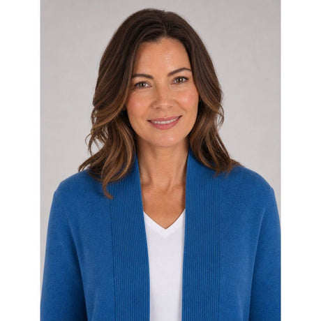 Tigi Rib Detail Open Cardigan - Blue