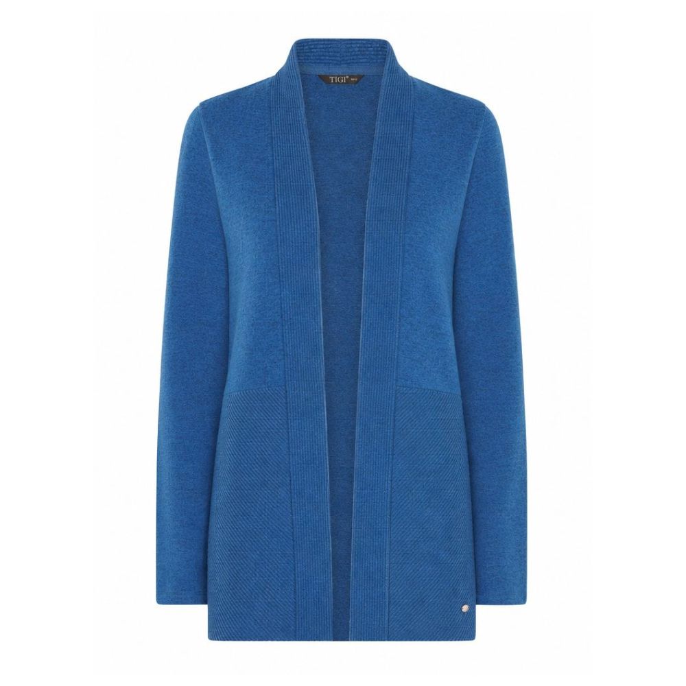 Tigi Rib Detail Open Cardigan - Blue