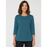 Tigi Round Neck Embroidered Leaves Top - Turquoise