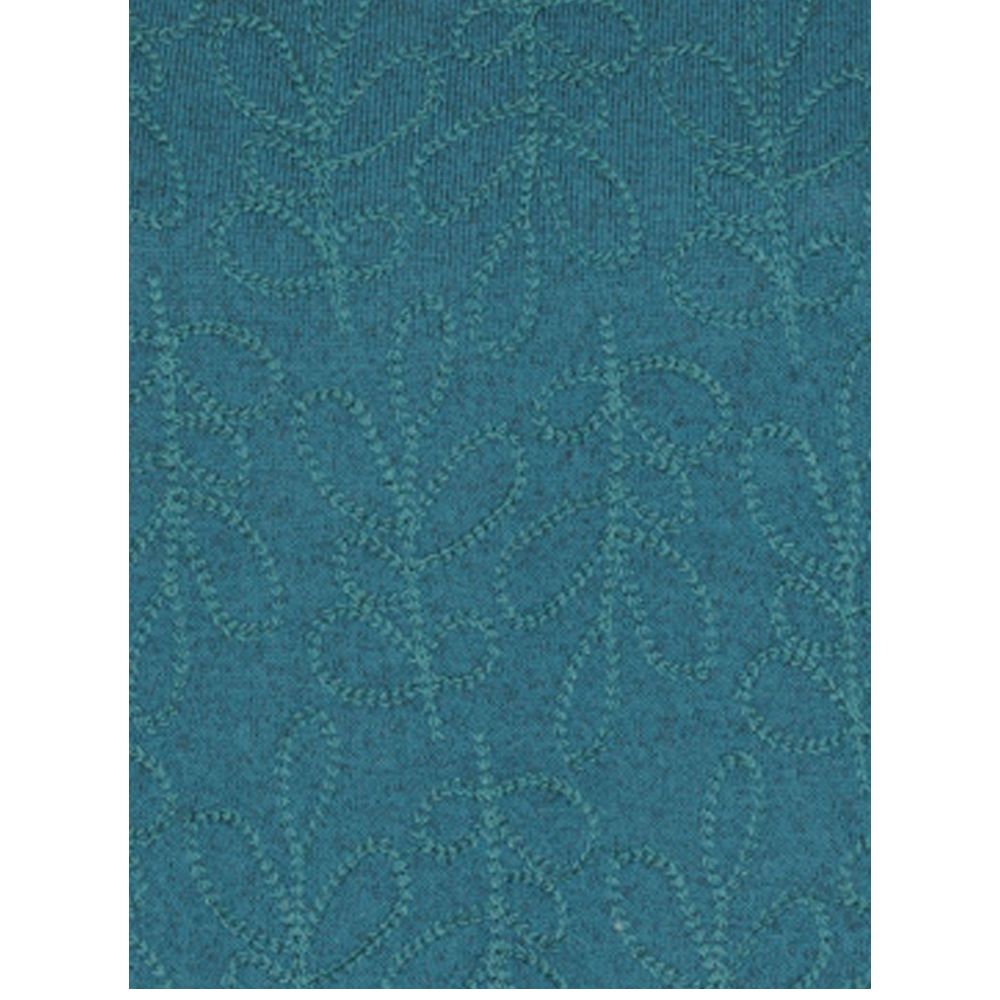 Tigi Round Neck Embroidered Leaves Top - Turquoise