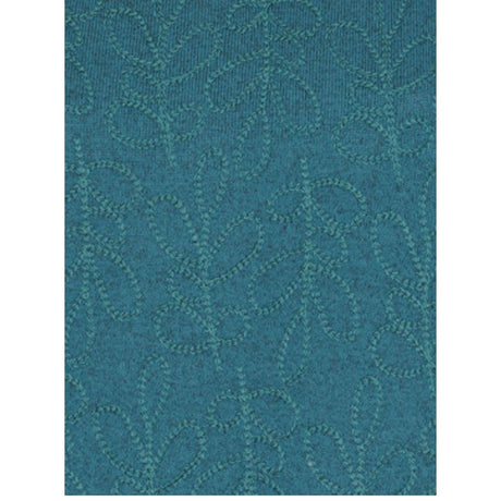 Tigi Round Neck Embroidered Leaves Top - Turquoise