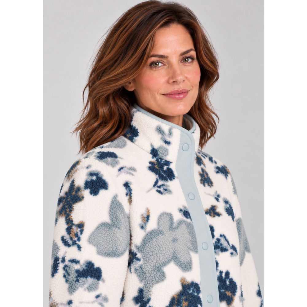 Tigi Soft Floral Borg Fleece Jacket - White
