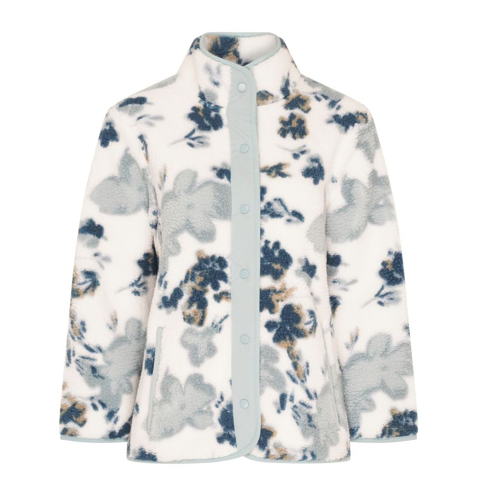 Tigi Soft Floral Borg Fleece Jacket - White