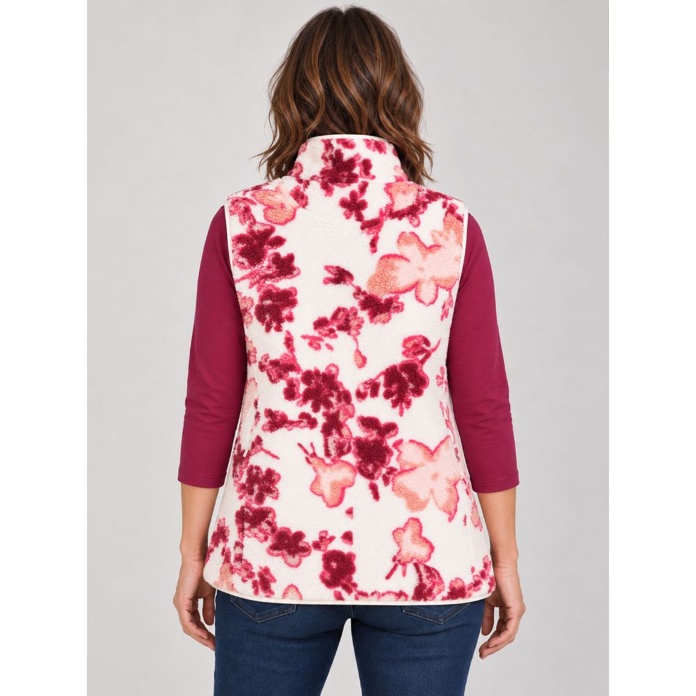 Tigi Soft Floral Fleece Zip Gilet - Ivory/Pink