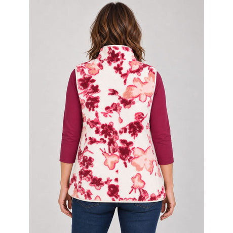 Tigi Soft Floral Fleece Zip Gilet - Ivory/Pink