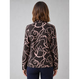 Tigi Sqiggle Jacquard Cowl Neck Top - Brown/Pink