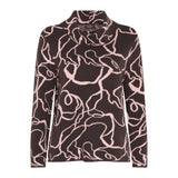 Tigi Sqiggle Jacquard Cowl Neck Top - Brown/Pink