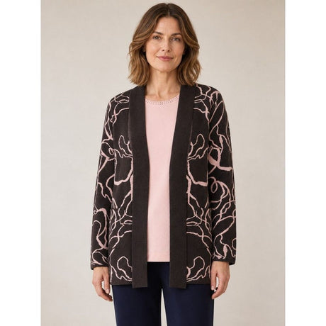 Tigi Squiggle Lines Jacquard Cardigan - Brown/Pink