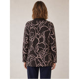 Tigi Squiggle Lines Jacquard Cardigan - Brown/Pink
