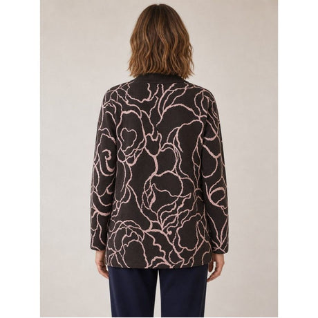 Tigi Squiggle Lines Jacquard Cardigan - Brown/Pink