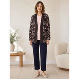 Tigi Squiggle Lines Jacquard Cardigan - Brown/Pink