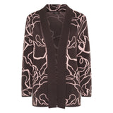Tigi Squiggle Lines Jacquard Cardigan - Brown/Pink