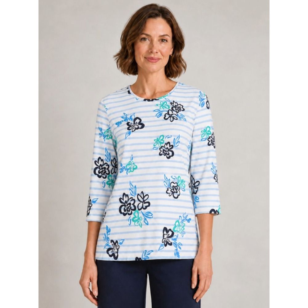 Tigi Stripe And Bloom Print Top - White