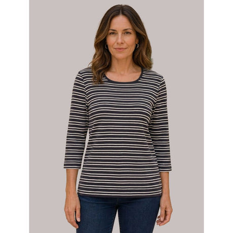 Tigi Stripes Soft Square Neck Top - Navy