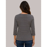Tigi Stripes Soft Square Neck Top - Navy