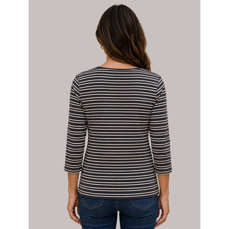 Tigi Stripes Soft Square Neck Top - Navy