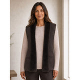 Tigi Suedette And Faux-fur Open Gilet - Brown
