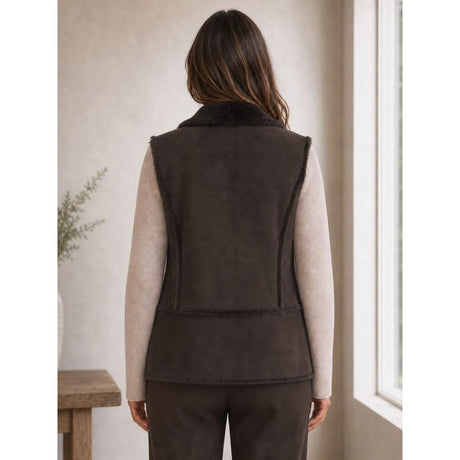 Tigi Suedette And Faux-fur Open Gilet - Brown