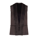Tigi Suedette And Faux-fur Open Gilet - Brown