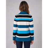 Tigi Yarn Dye Stripe Cowl Neck Top - Blue/White