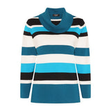 Tigi Yarn Dye Stripe Cowl Neck Top - Blue/White
