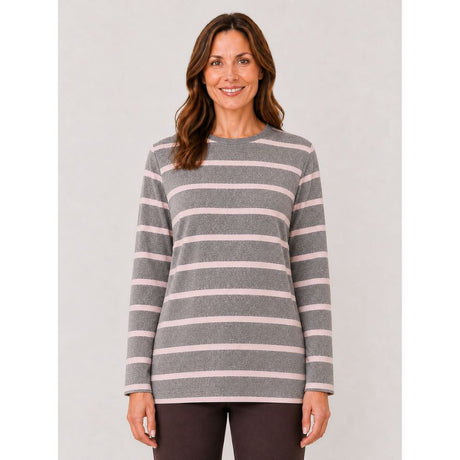 Tigi Yarn Dye Stripe Zip Detail Top - Grey/Pink