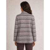 Tigi Melange Stripe Cowl Neck Top - Grey/Pink