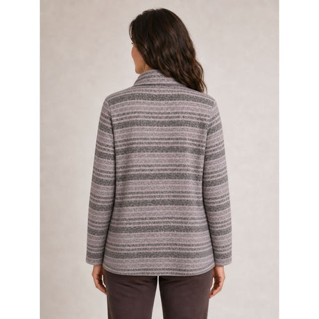 Tigi Melange Stripe Cowl Neck Top - Grey/Pink