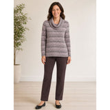 Tigi Melange Stripe Cowl Neck Top - Grey/Pink