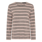Tigi Yarn Dye Stripe Zip Detail Top - Grey/Pink