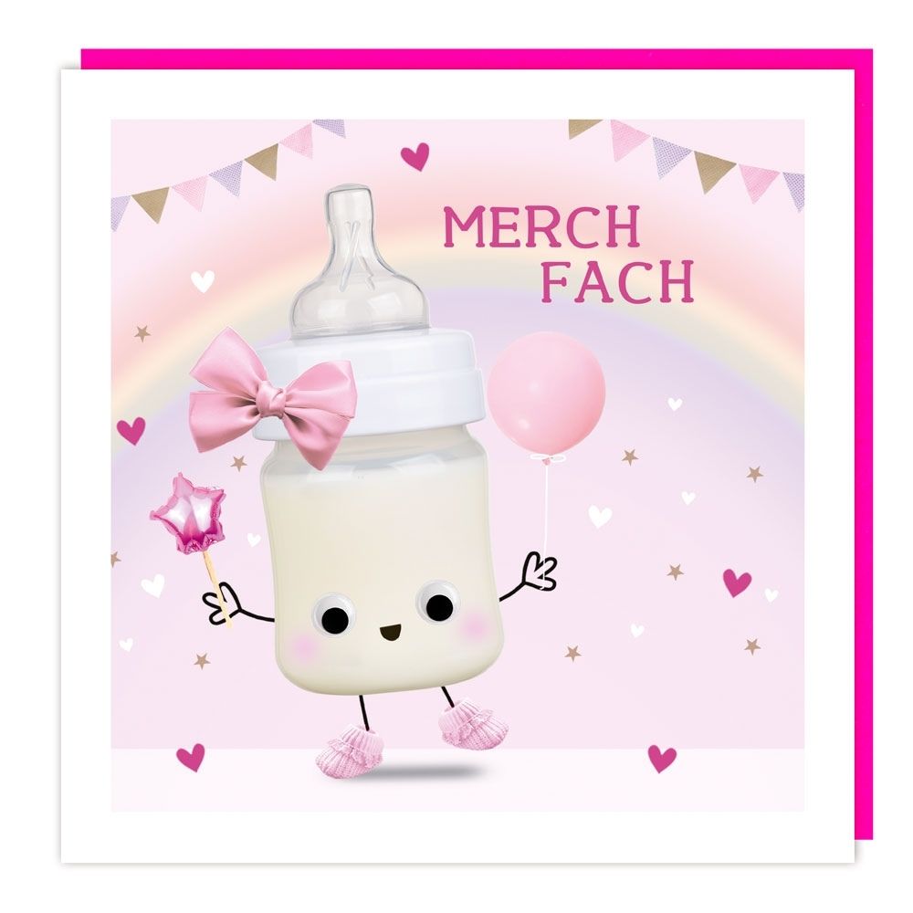 Tracks Publishing Baby Girl Milk Bottle Welsh Card