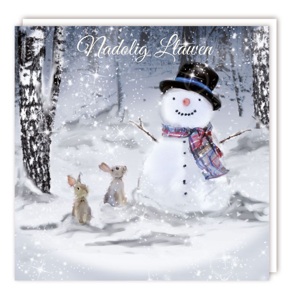 Tracks Publishing Bunny & Snowman Welsh Christmas Card