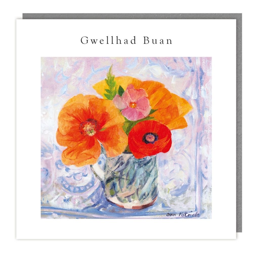 Tracks Publishing Flowers in Vase Get Well Welsh Card
