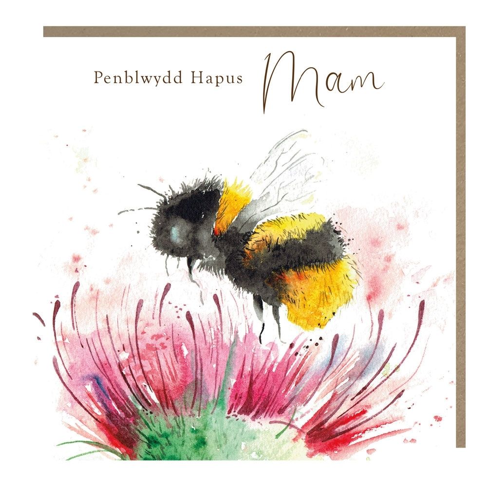 Tracks Publishing Mum Bee Flowers Welsh Birthday Card