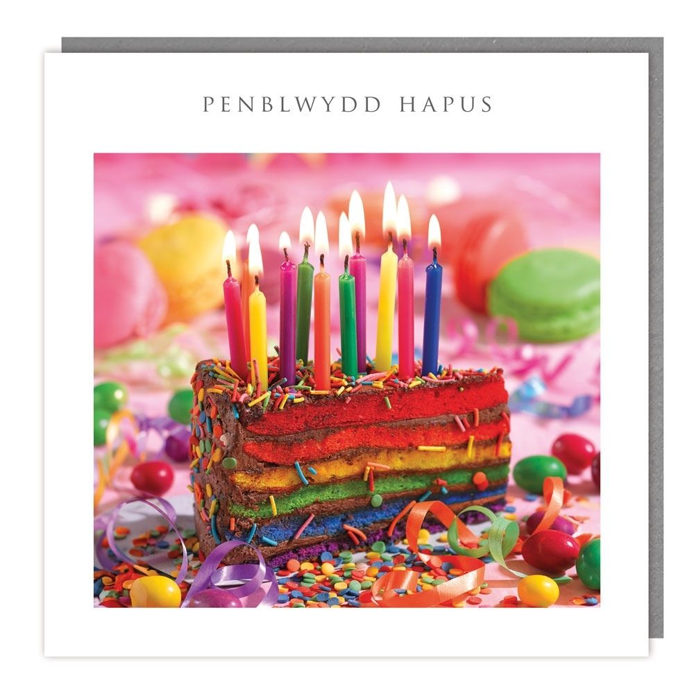 Tracks Publishing Rainbow Cake Welsh Birthday Card