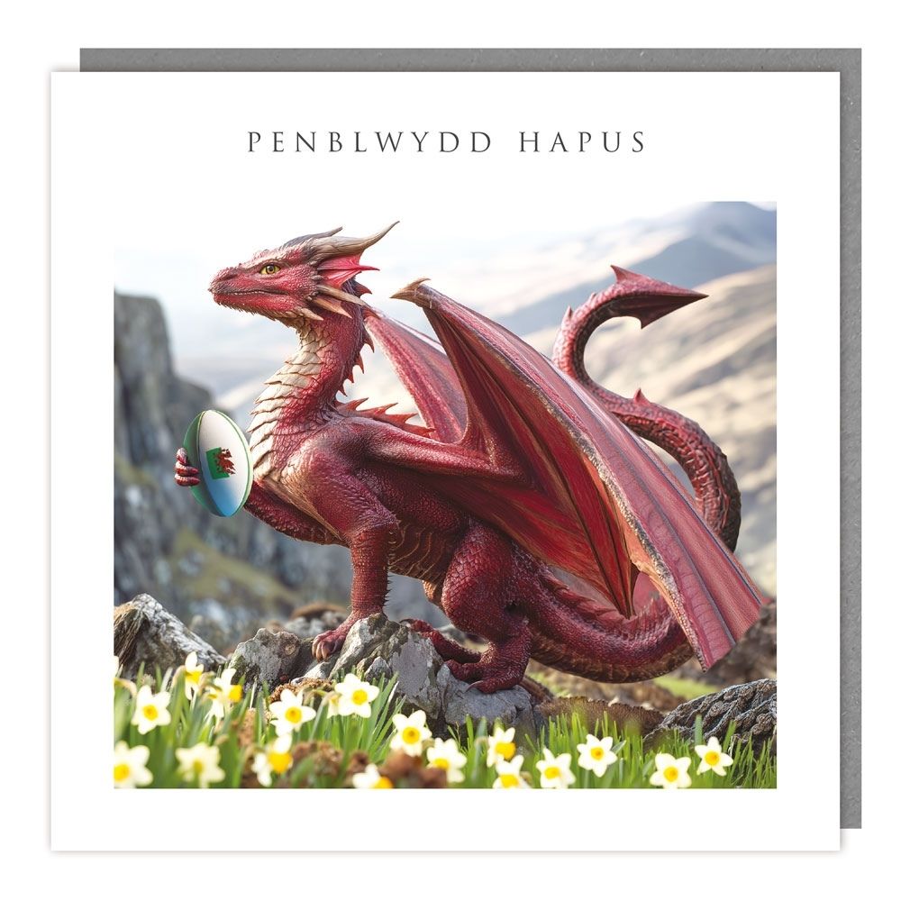 Tracks Publishing Red Dragon Rugby Welsh Birthday Card