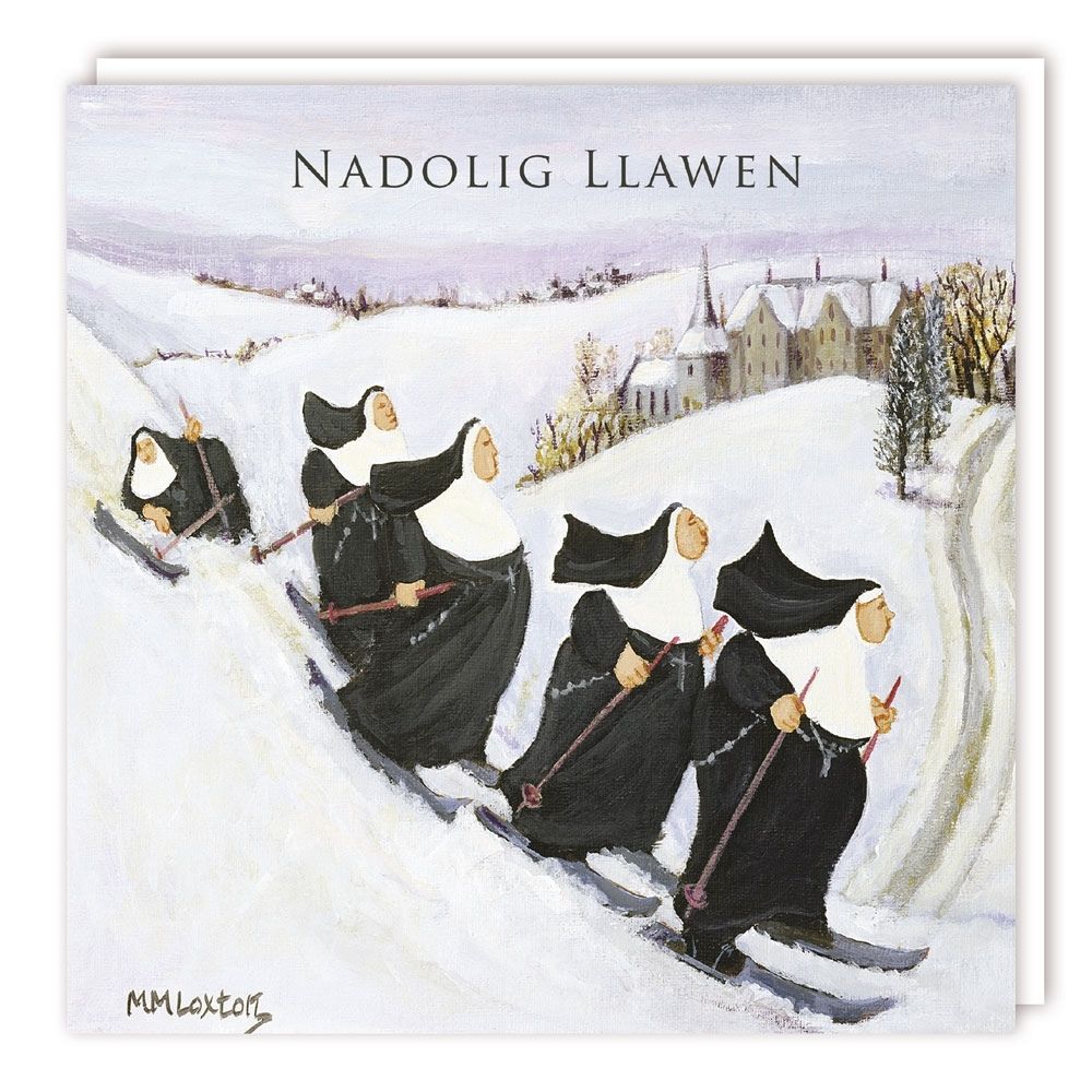 Tracks Publishing Skiing Nuns Welsh Christmas Card