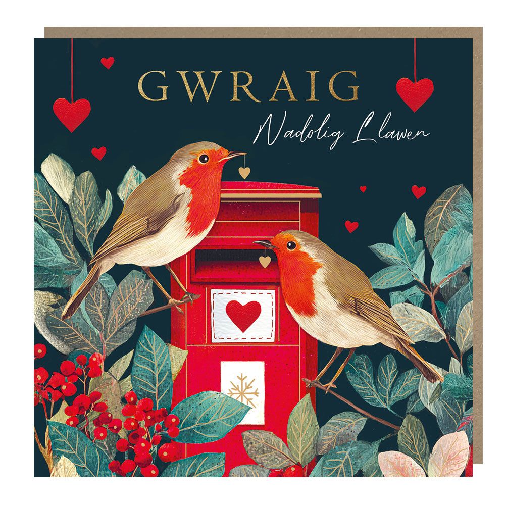 Tracks Publishing Wife Two Robins Welsh Christmas Card