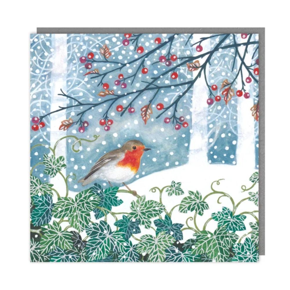Tracks Robin in Trees Christmas Cards - (Pack of 5)