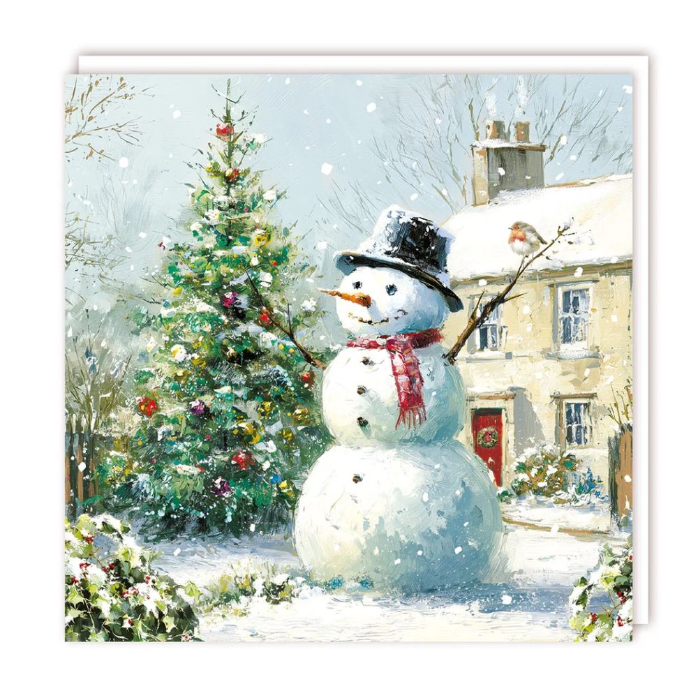 Tracks Snowman & Robin Christmas Cards - (Pack of 5)