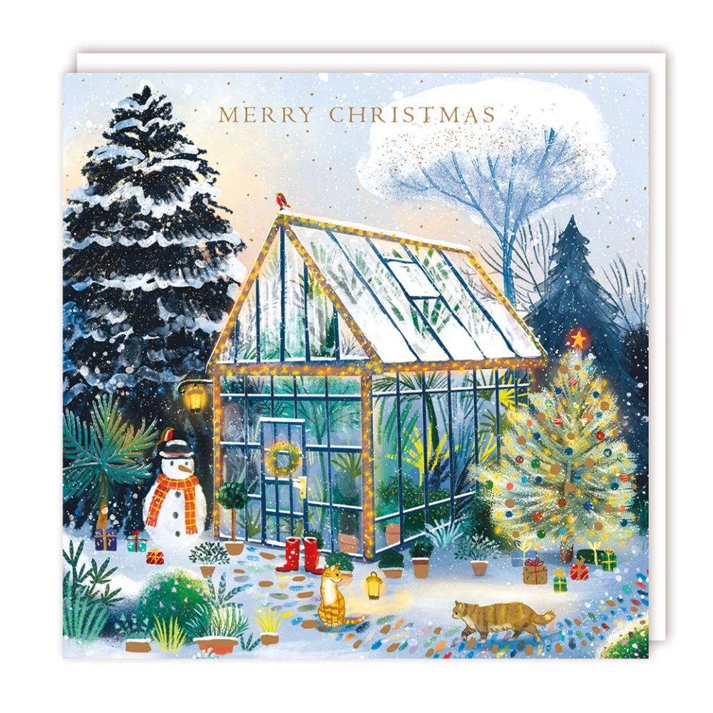 Tracks Snowy Greenhouse Christmas Cards - (Pack of 5)