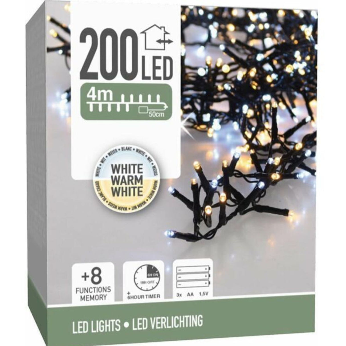 Koopman 200 White / Warm White LED Battery Christmas Lights