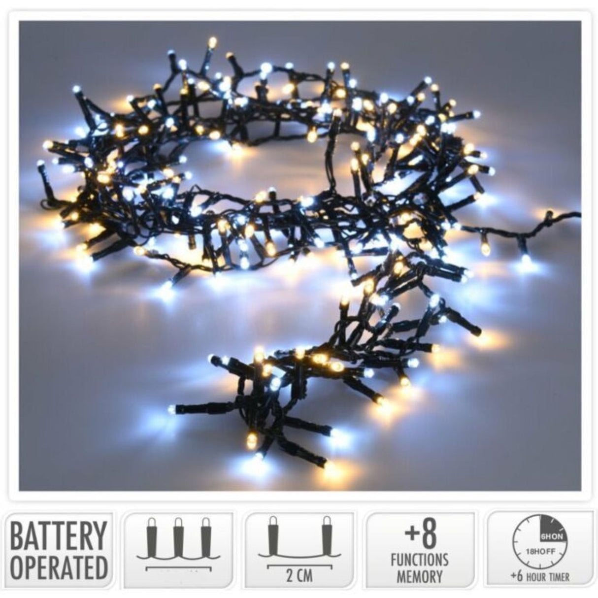 Koopman 200 White / Warm White LED Battery Christmas Lights