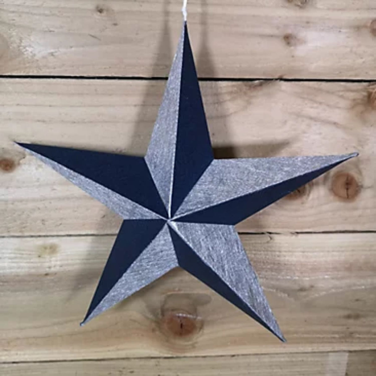Festive 30cm Silver & Blue Foldable Paper Star Decoration