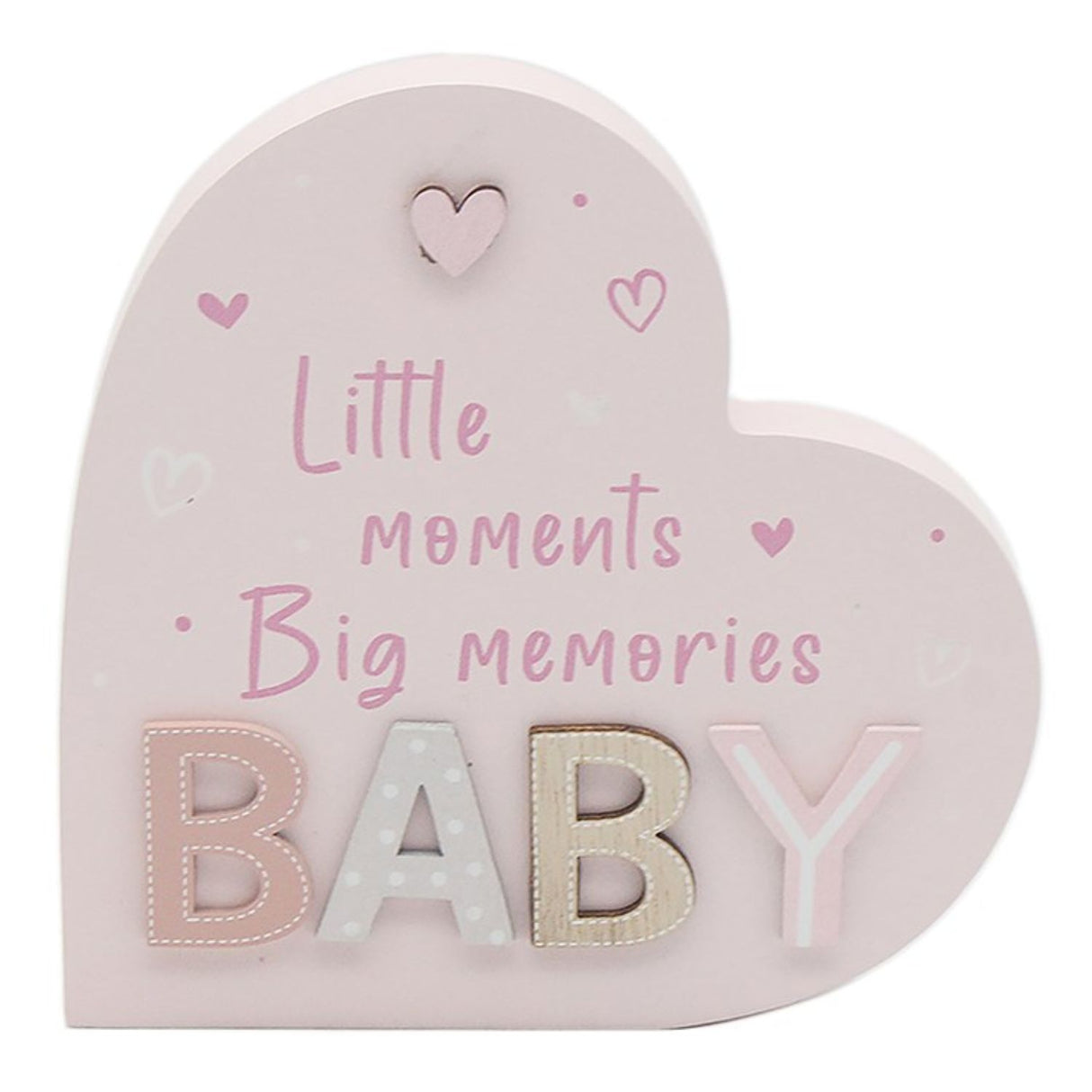 Little Angels 15cm Stand Heart Plaque Pink