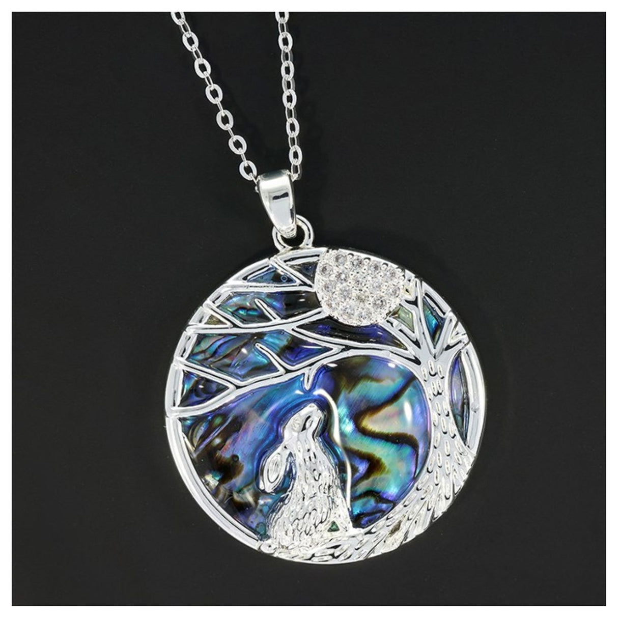 Equilibrium 51cm Paua Shell Moongazer Silver Plated Necklace