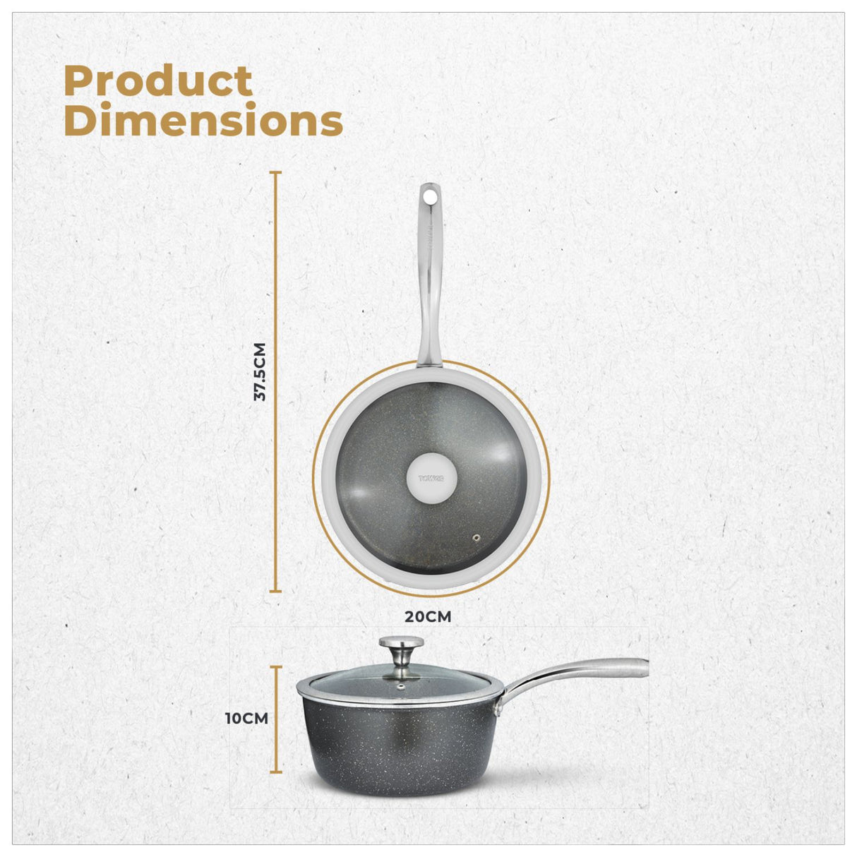 Tower Cerastone Pro 20cm Saucepan with Glass Lid